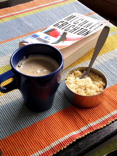 Powdered Murukku Snack and Hot Coffee