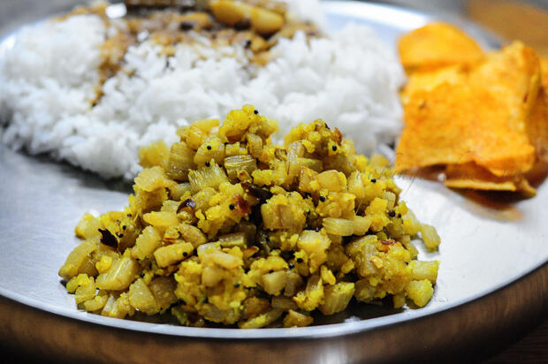 Banana Stem Paruppu Usili Recipe
