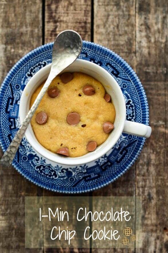 1 min chocolate chip cookie in a cup