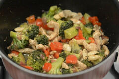 Stir fried chicken with broccoli and bell pepper Stir fried chicken with broccoli and bell pepper