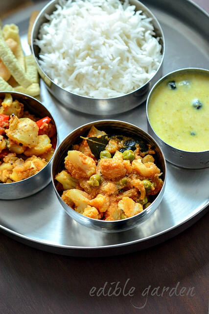 cauliflower green peas coconut curry recipe