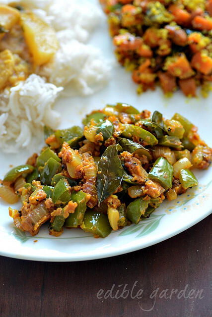 capsicum besan sabji, capsicum zunka recipe