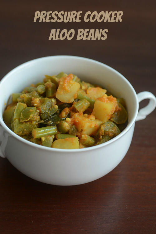 aloo beans recipe, how to make pressure cooker aloo beans aloo beans recipe, how to make pressure cooker aloo beans