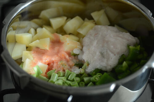 aloo beans recipe, how to make pressure cooker aloo beans (opos recipe) aloo beans recipe, how to make pressure cooker aloo beans (opos recipe)