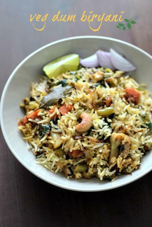 Hyderabadi vegetable dum biryani recipe, veg dum biryani