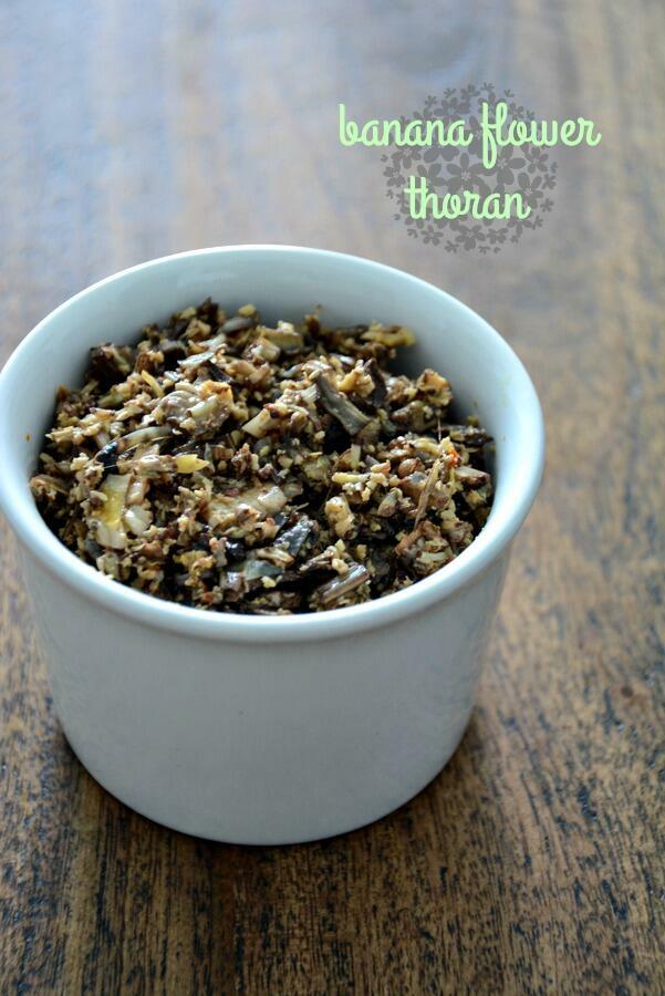 banana flower thoran, how to make banana flower thoran recipe