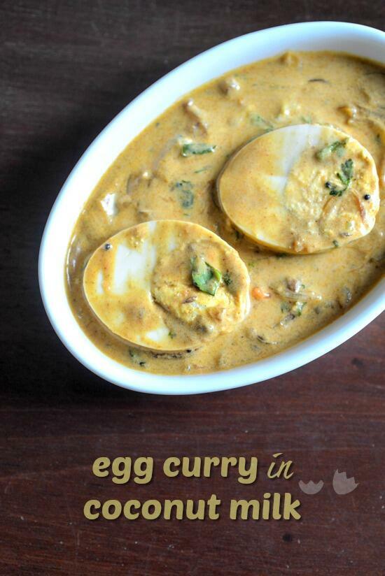 egg curry with coconut milk, coconut milk egg curry recipe