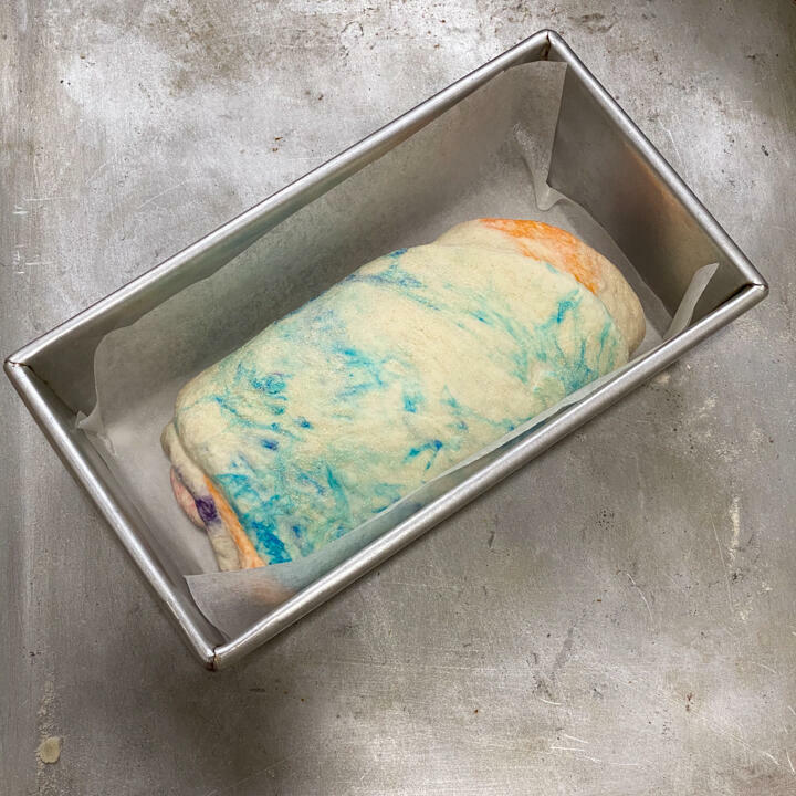 rainbow bread in loaf pan