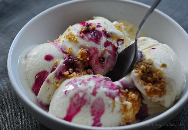 Eggless Blueberry Cheesecake Ice Cream Recipe