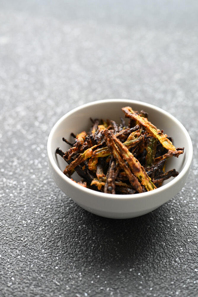 Okra Fry in Air Fryer Kurkuri Bhindi