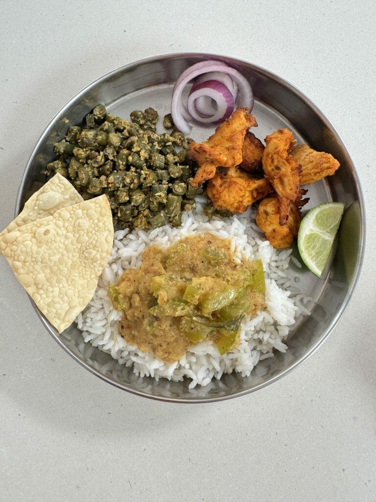 a meal with beans thoran kerala-style